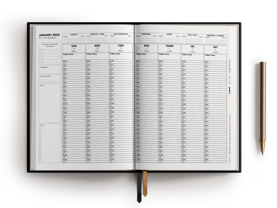 2025 Daily Planner - Life Dreams, Goals, Vision, & Success - 24 Hour, Productivity Planner for Men, Women - Life Organizer Planner - 2025 Planner Weekly and Monthly