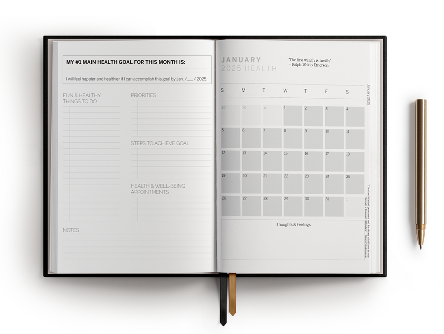2025 Wellness Planner - Health, Happiness, Meal, Fitness, Gratitude, & Self-Care Planner Tracker Journal 2025 - Daily and Weekly Health Planner Diary